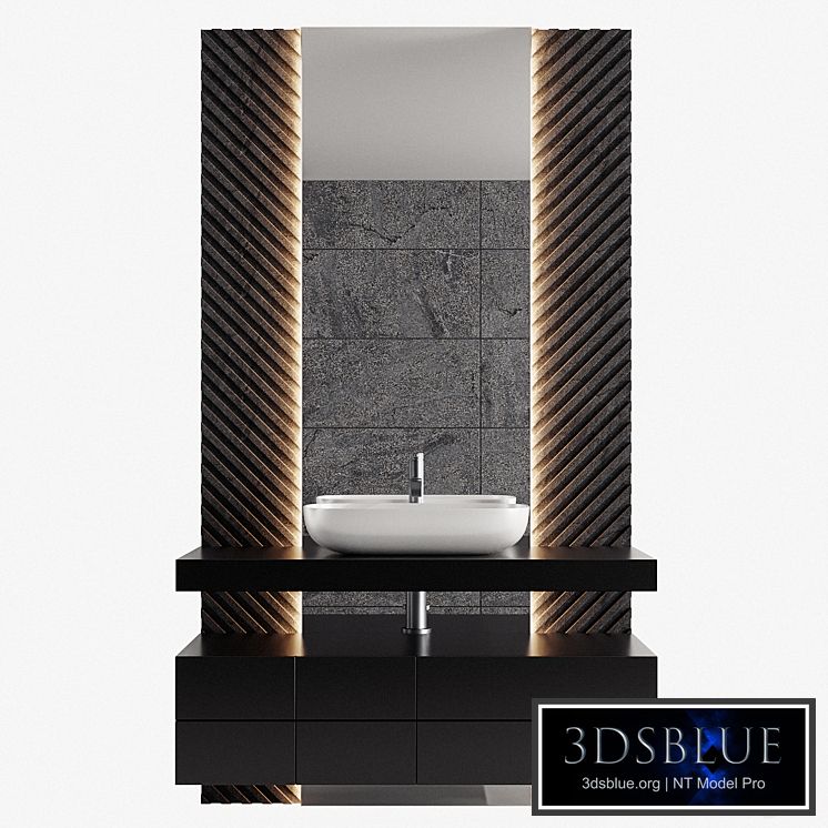 Bathroom Furniture 04 - Black Tiled Sets