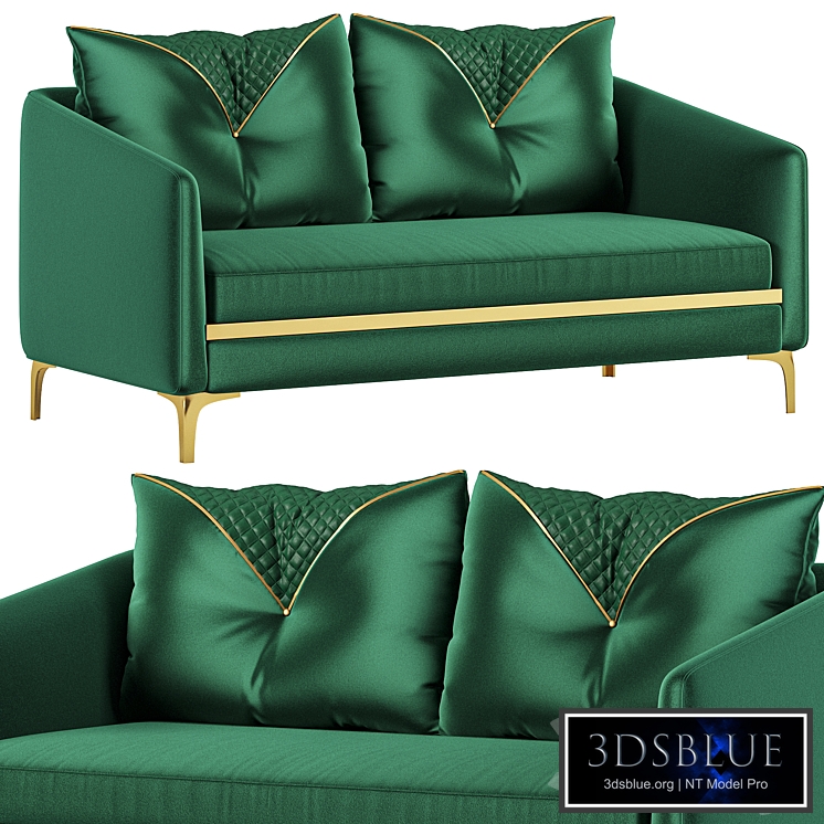 Green Velvet Upholstered 3 Seater Sofa By Homary