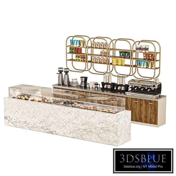 Display case with desserts. coffee house