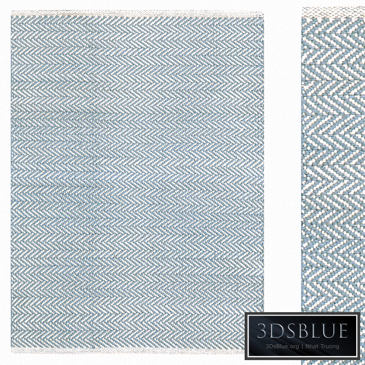 Carpet Dash &amp; Albert Herringbone Swedish Blue Woven Cotton Rug
