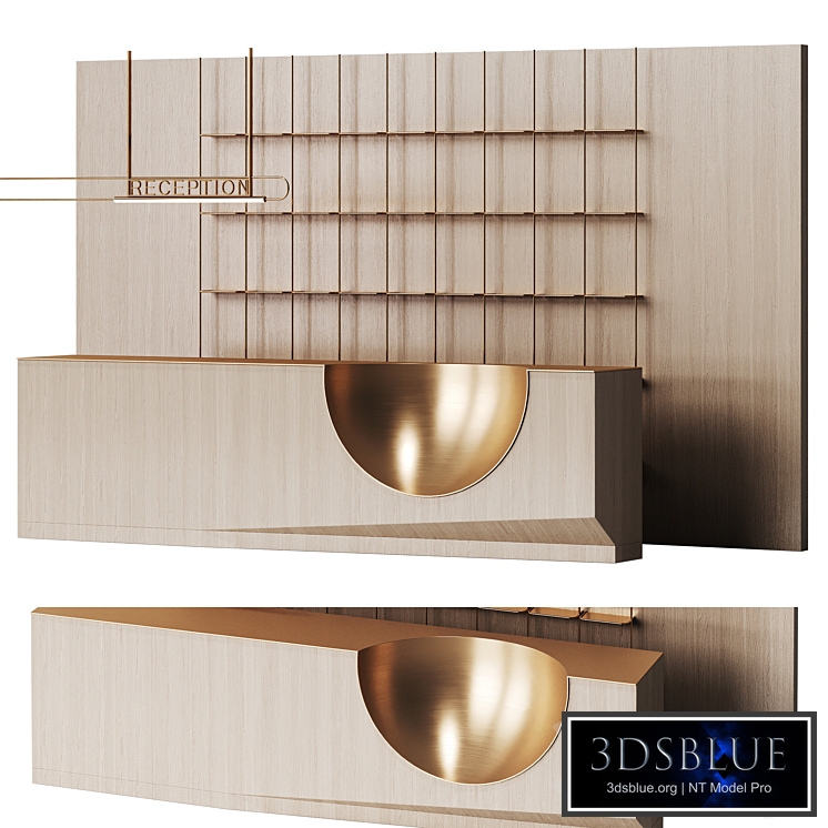 Reception desk with metal ball