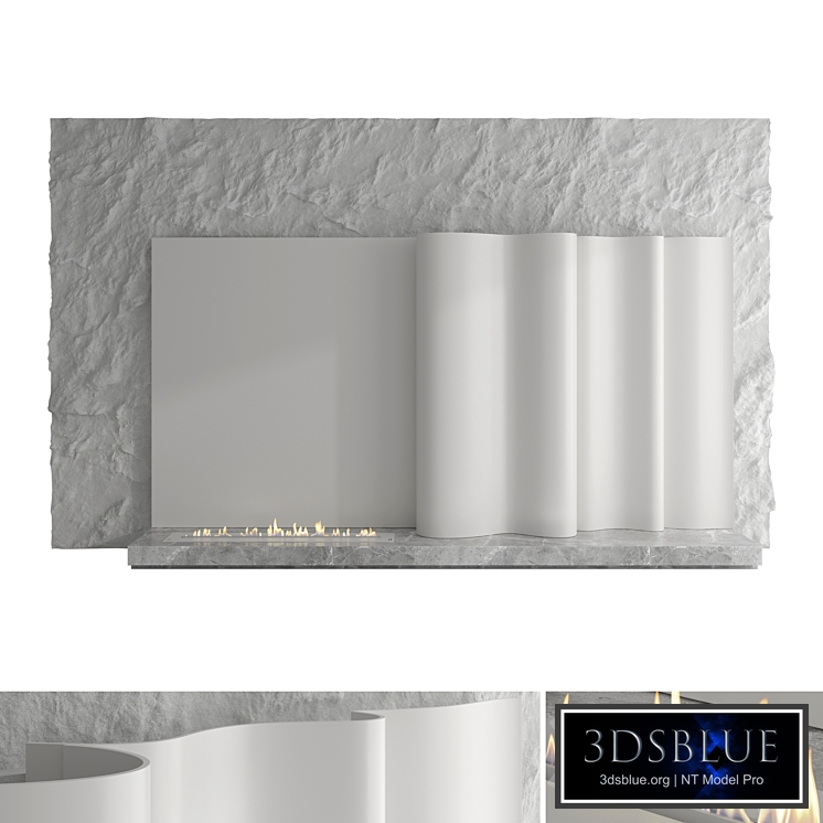 Decorative wall with fireplace set 58