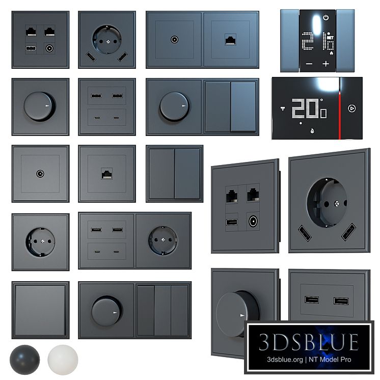 Set of outlets and switches (+ thermostats)