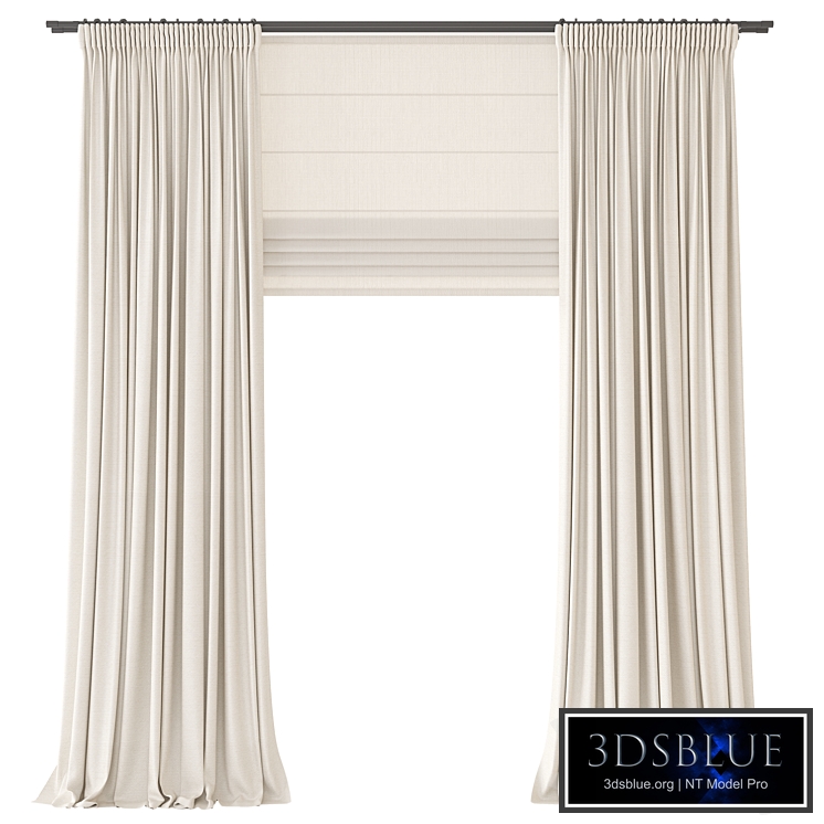 Curtains. Thick light flax