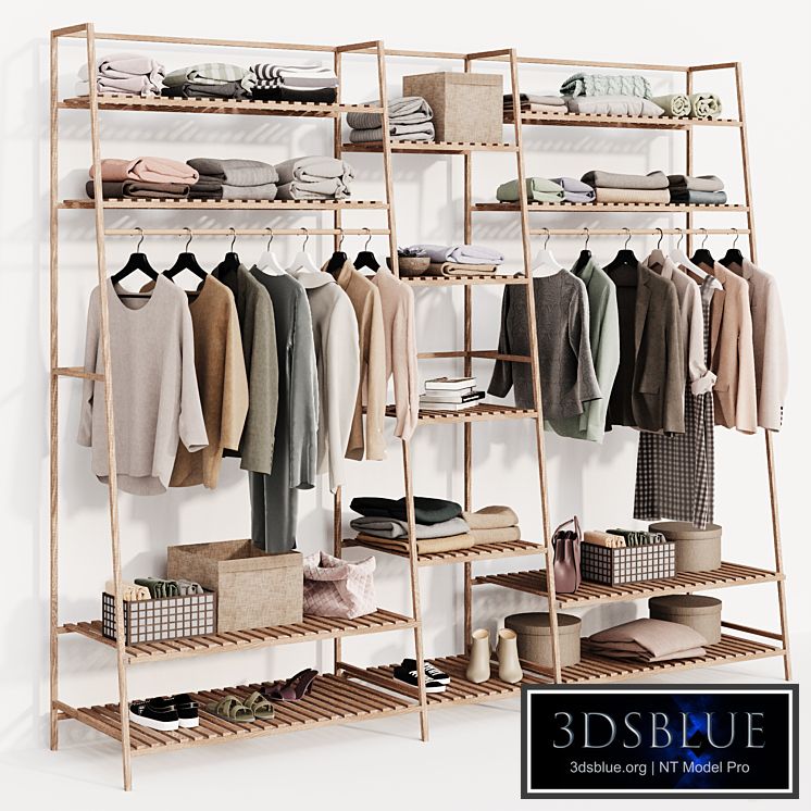 Clothes wardrobe wooden rack