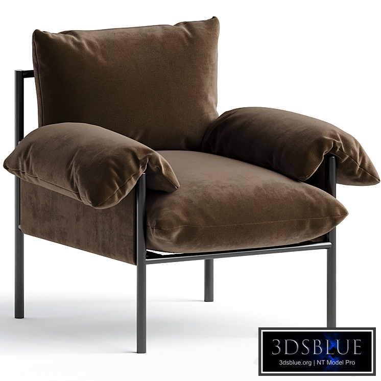 Metal & Velvet Lounge Chair Chocolate