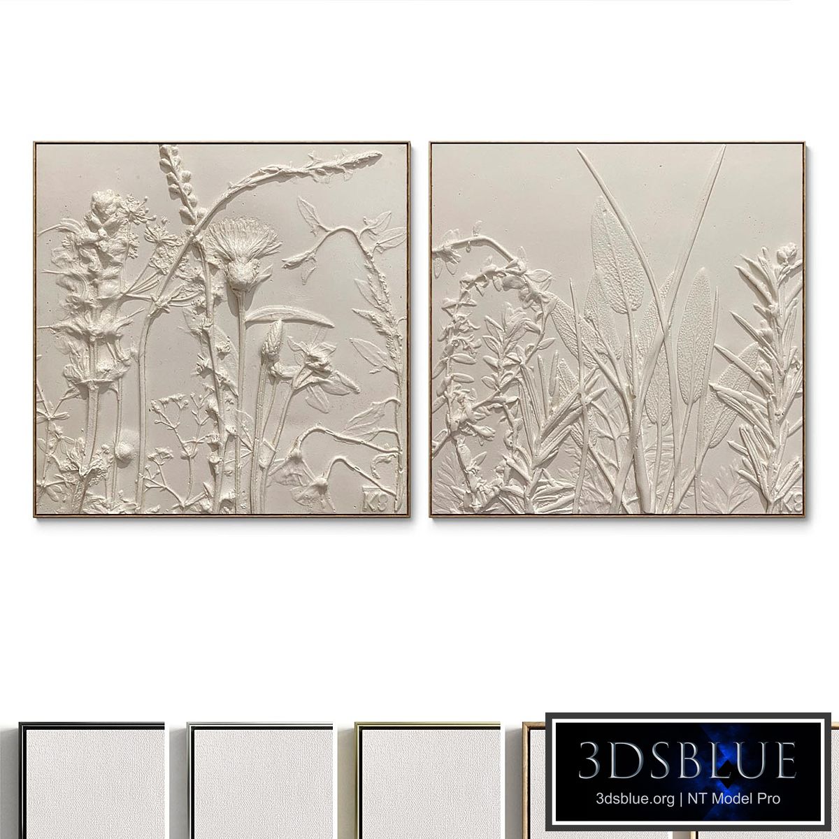 Plaster two square photo frames D-176