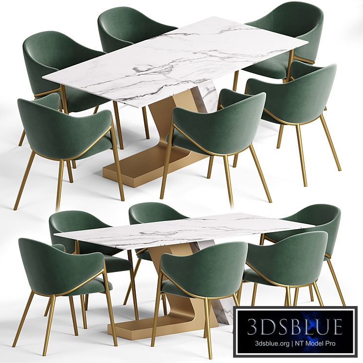 TRINITY DINING CHAIR AND White Dining Table for 6 Rectangle Sintered Stone