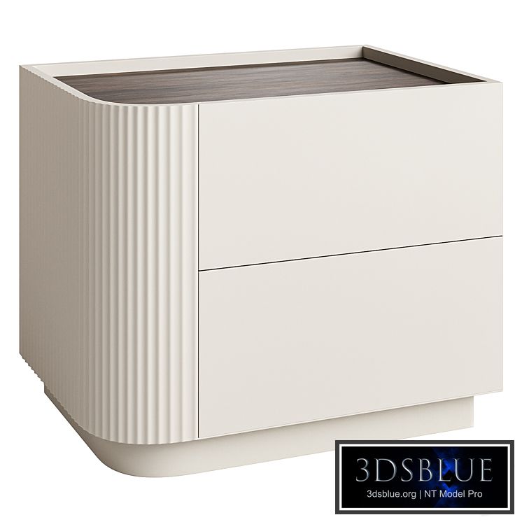Modern Beige Wood Nightstand with 2 Drawers and Small Height for Bedroom Storage