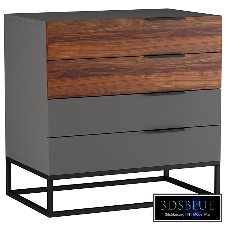 Designer chest of drawers with 4 drawers Loft Wood
