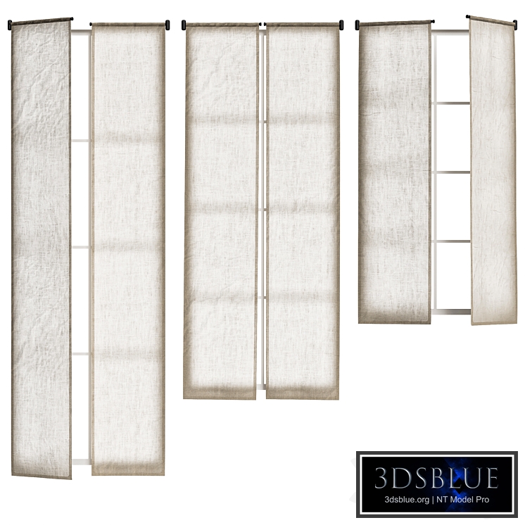 Linen curtains on cornice with swing arm