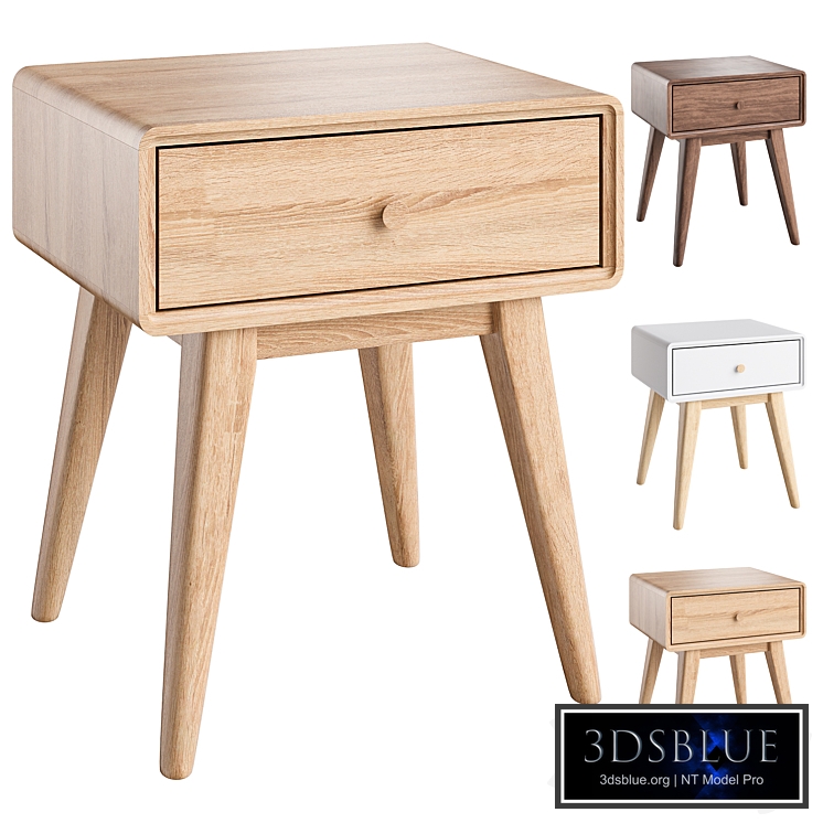 Beige Miji oak bedside table with drawer