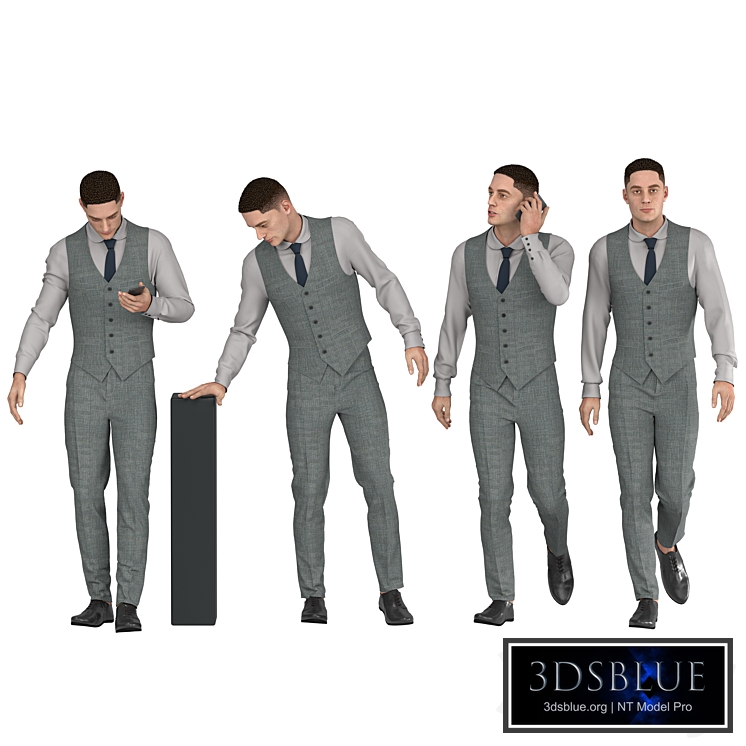 Office Man with coat vest in 04 poses