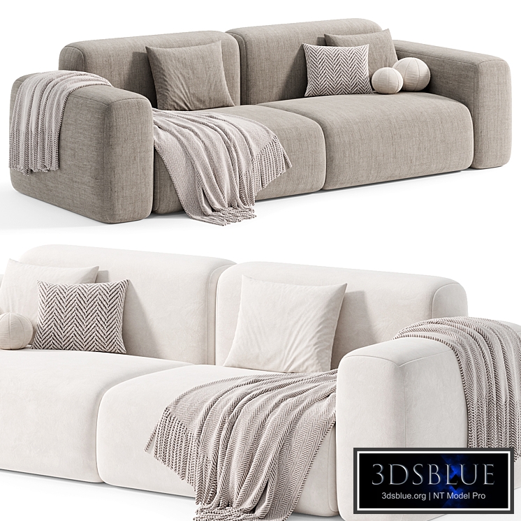 Beige Microfiber Modern Sofa by litfad 2