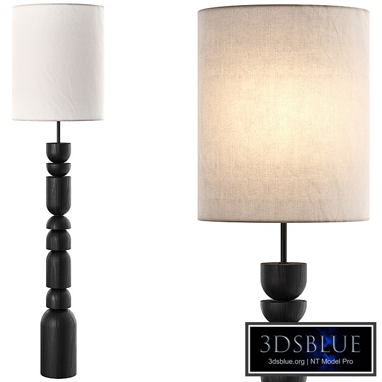 Aska charred wood and natural linen floor lamp