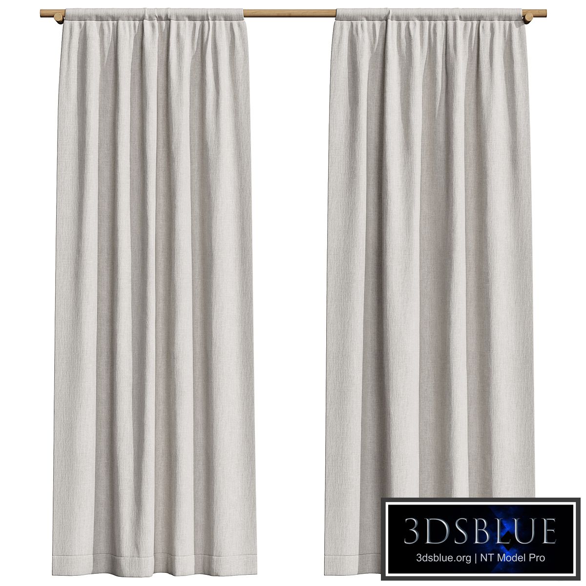 Linen curtains on a wooden cornice