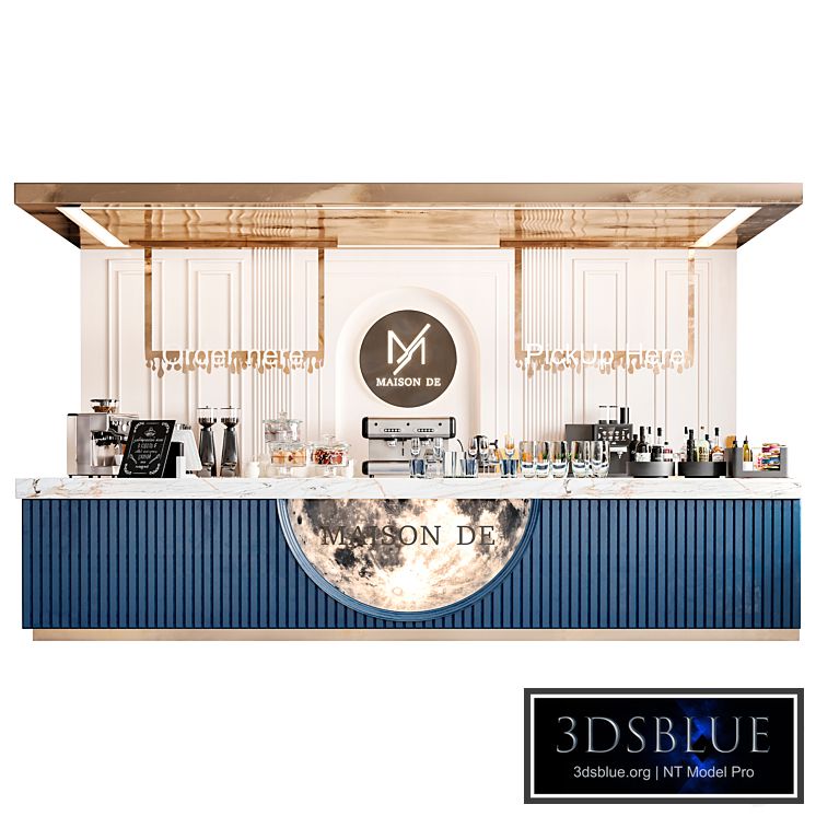 Coffee point in a classic style with a coffee machine and desserts