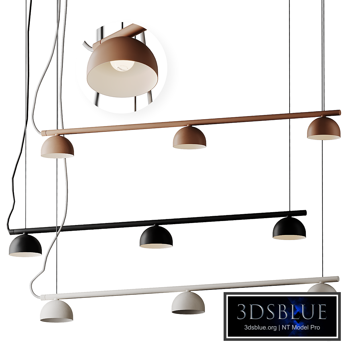 Blush rail 3 pendant lamp from Morten & Jonas