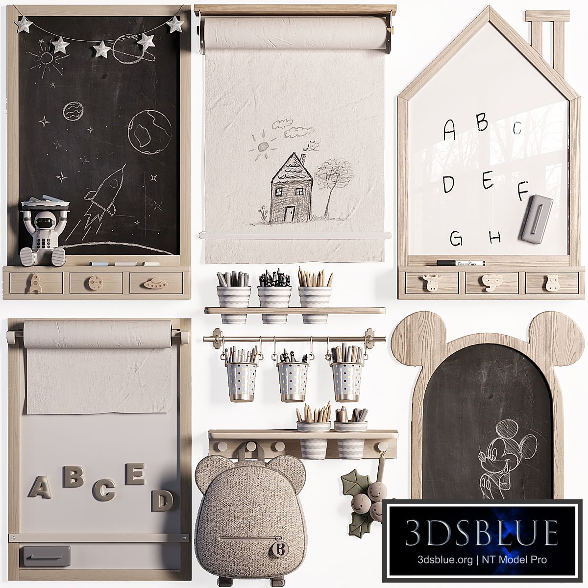 Chalkboard Wall Mounted Easel Whiteboard for Teenagers and Kids 01