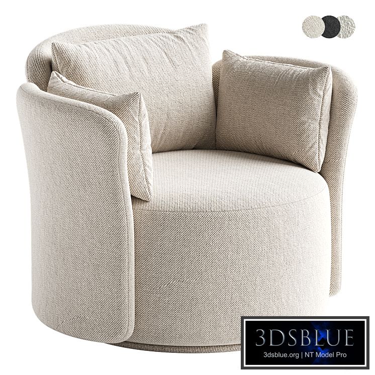 Swivel chair Lulu L black and white boucle