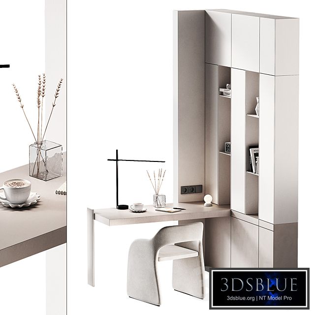 Workplace 2. Minimal home office furniture. Modular set.