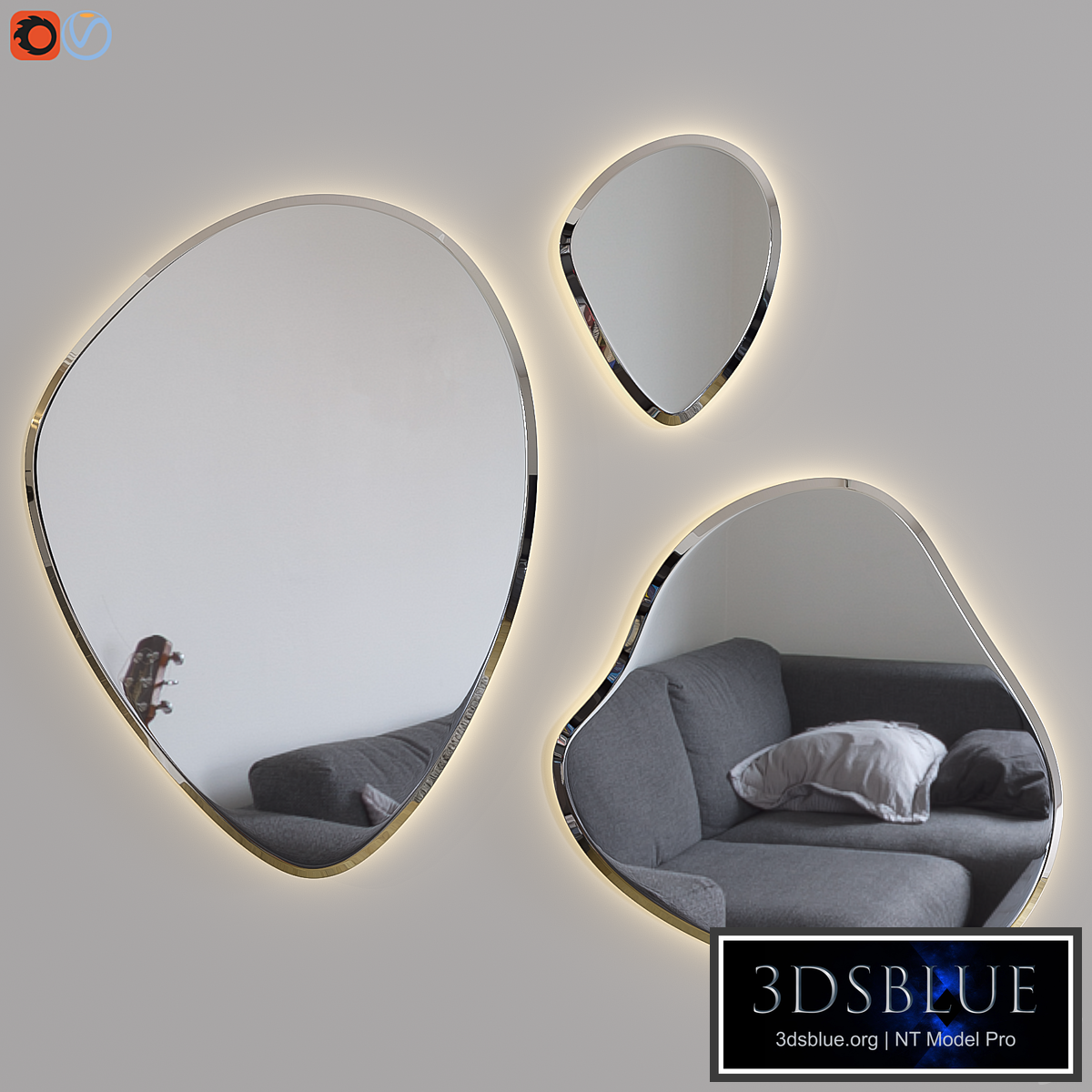 Mirror composition with lighting Crea Extra