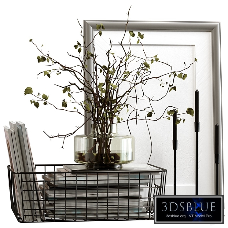 Decorative set with candles and magazines