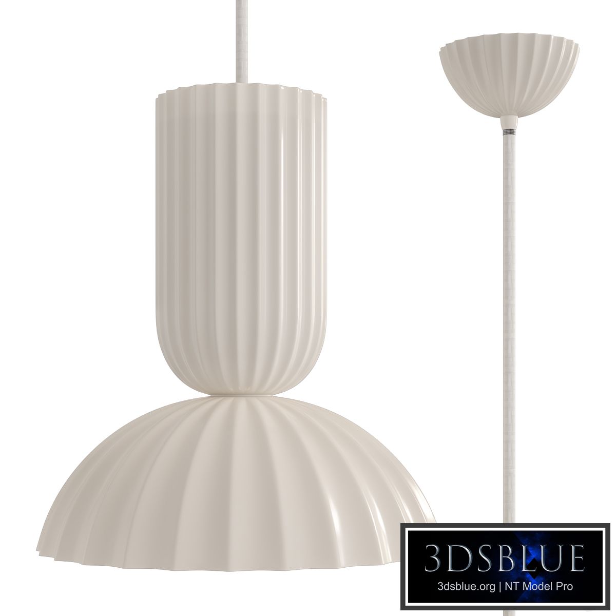 Jeanne Fluted White Porcelain Dome Pendant