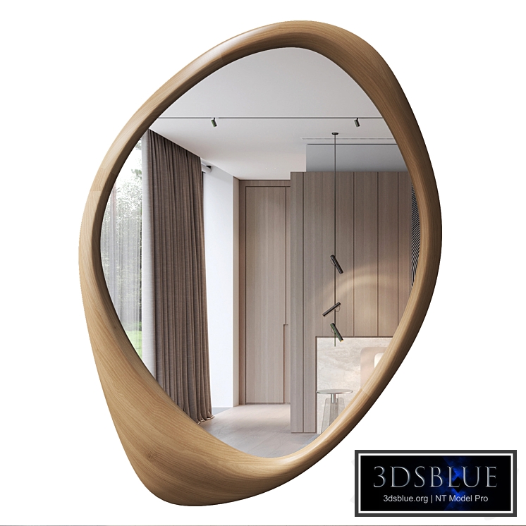 Asymmetrical Wooden Frame Mirror