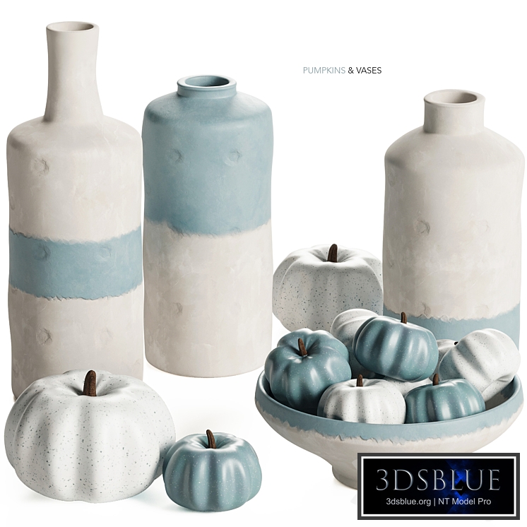 Pottery Barn - Mallory Blue & White Ceramic Vase Decoration Set