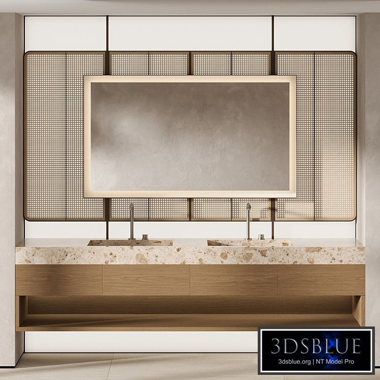 Bathroom furniture with light wall