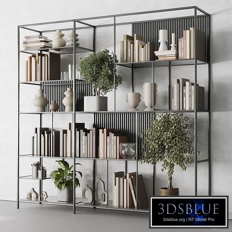 Metal Shelves Decorative With Book and plants - Metal Rack 17