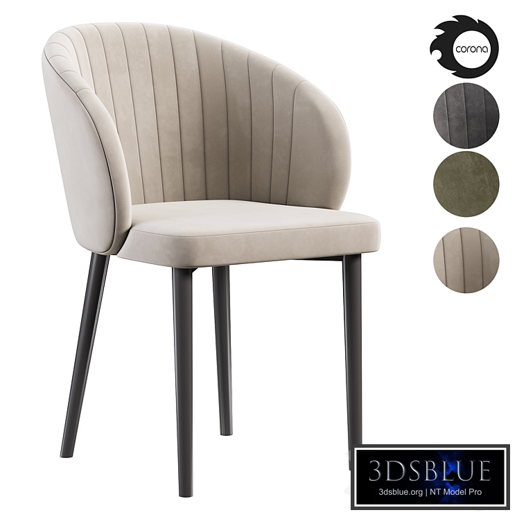 DINING CHAIR WITH BLACK METAL LEGS BEIGE