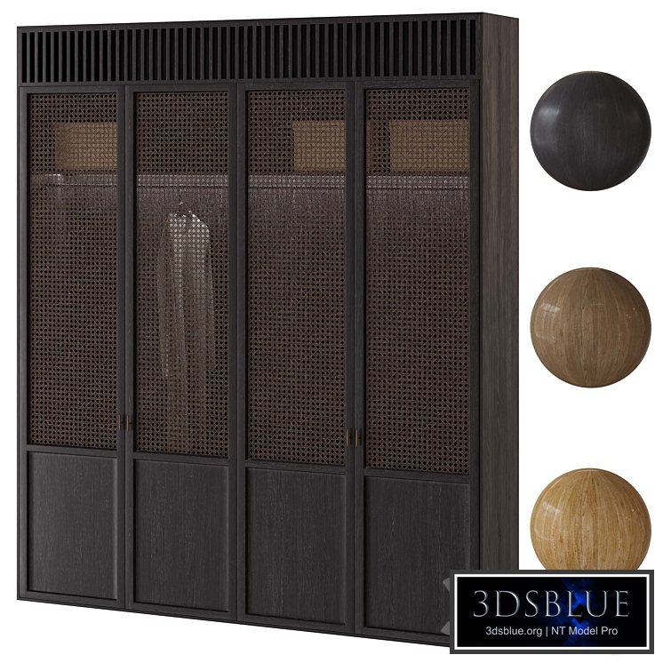 Japandi cabinet with rattan ventilation
