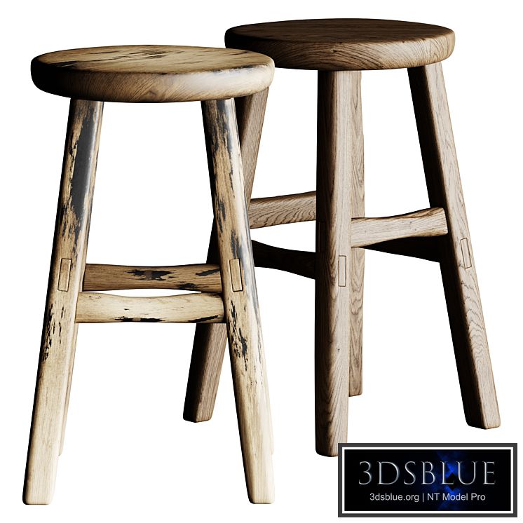 French Wooden Stool or Side Table