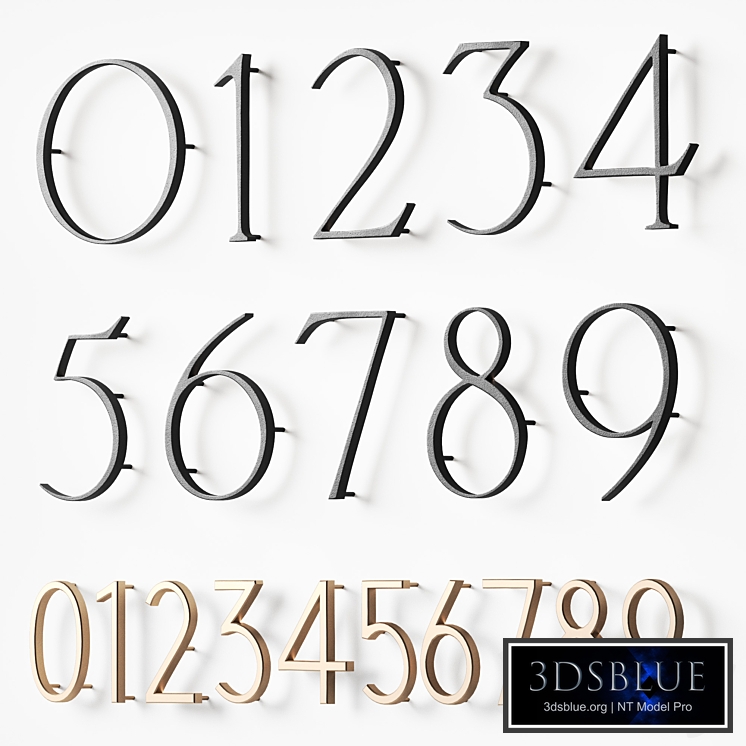 Digits 0 - 9. Numbers with backlight. House sign door numbers