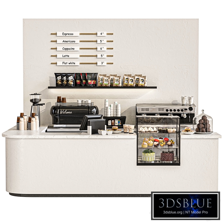 Coffee point in a shopping center with desserts and sweets