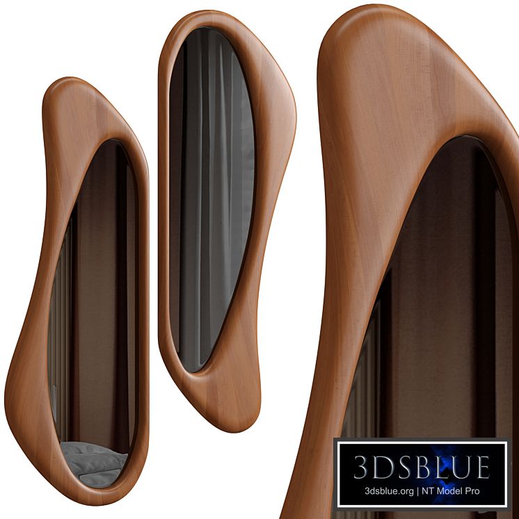 Asymmetrical Wooden Frame Mirror