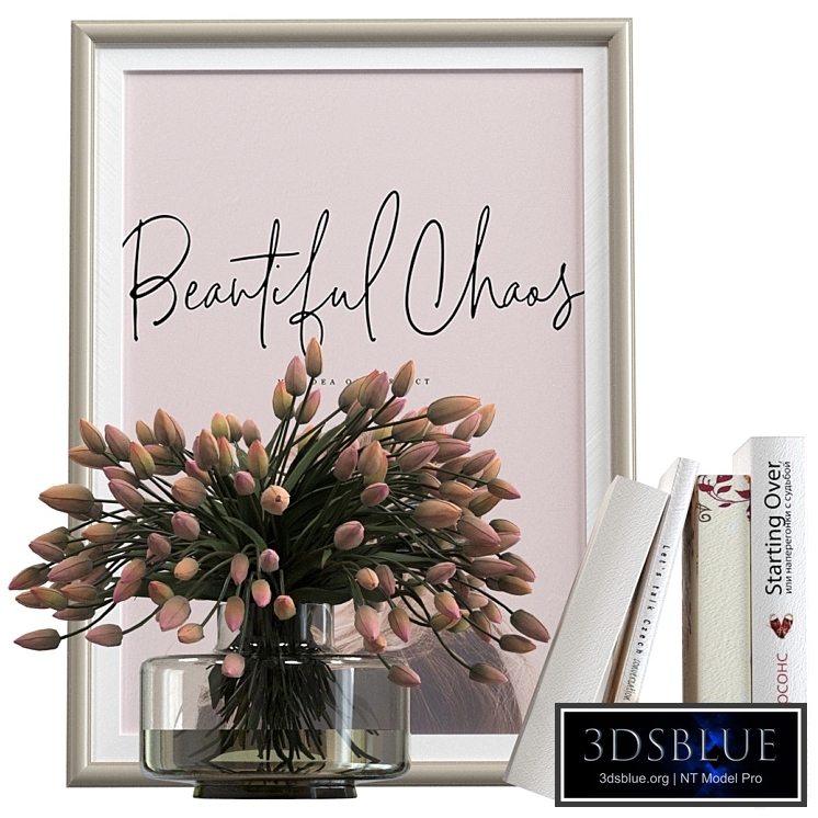 Decorative set with tulips and books