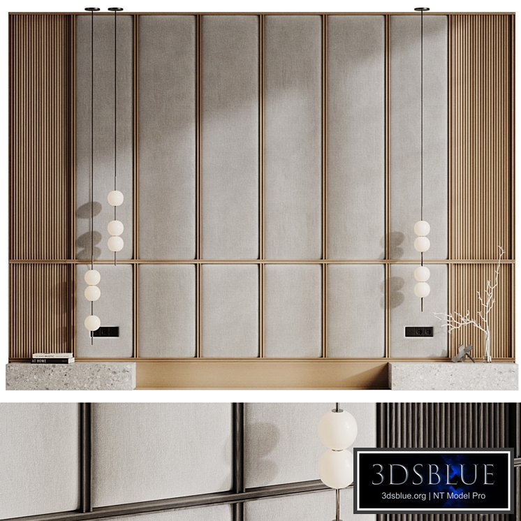 Headboard with fabric panels