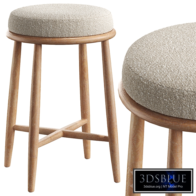 Hobbs Cerused Natural Oak Wood Counter Stool