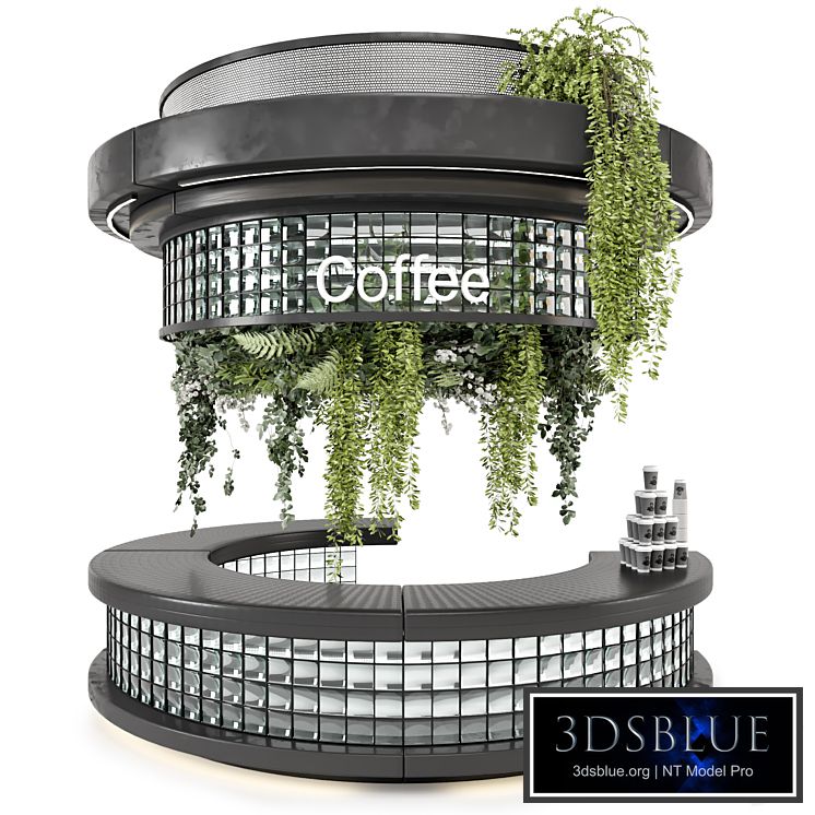 Coffee Reception Desk With Plants - Restaurant Set 2039