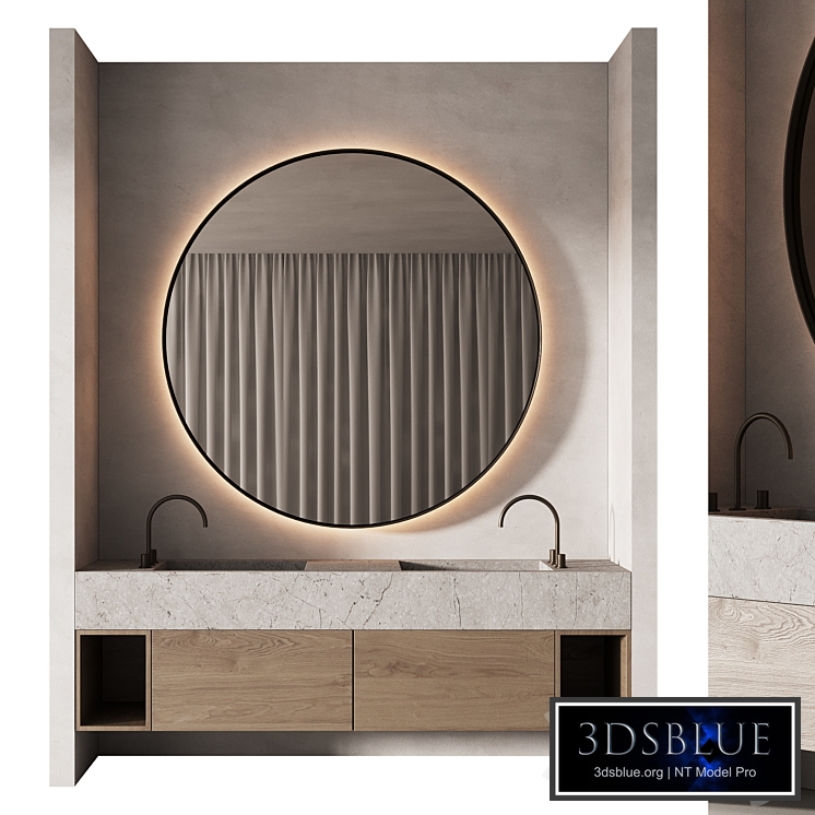 506 bathroom furniture 12 japandi with round mirror