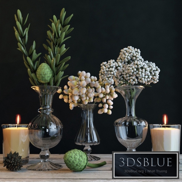 Set with green branches