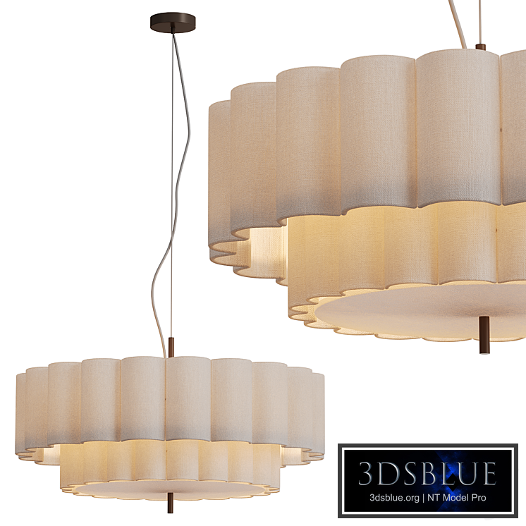 Folia large scalloped natural linen pendant