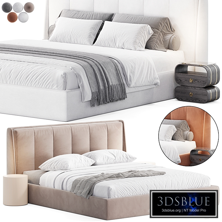Gray Wingback Upholstered Headboard Bed