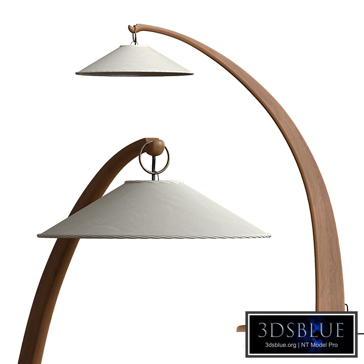 Curved Italian Walnut Floor Lamp