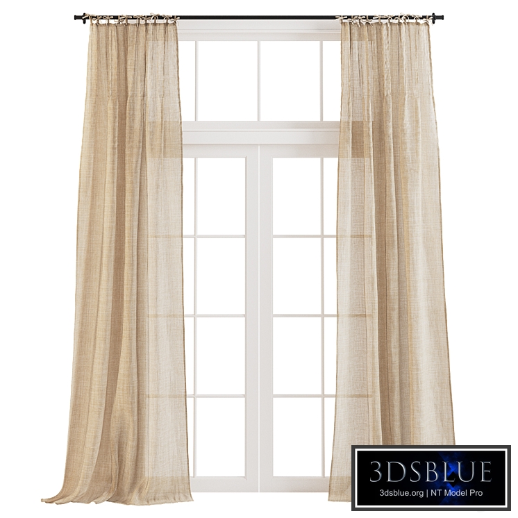 Tie-top Linen Curtains Draped