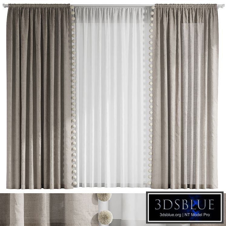 Curtains with pom-poms for the nursery