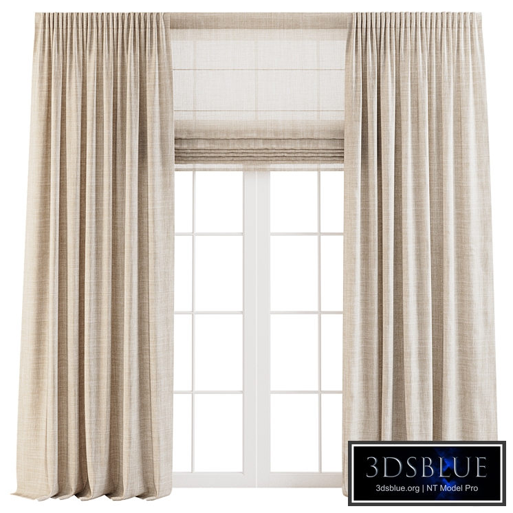 Linen Curtains with Roman Shades